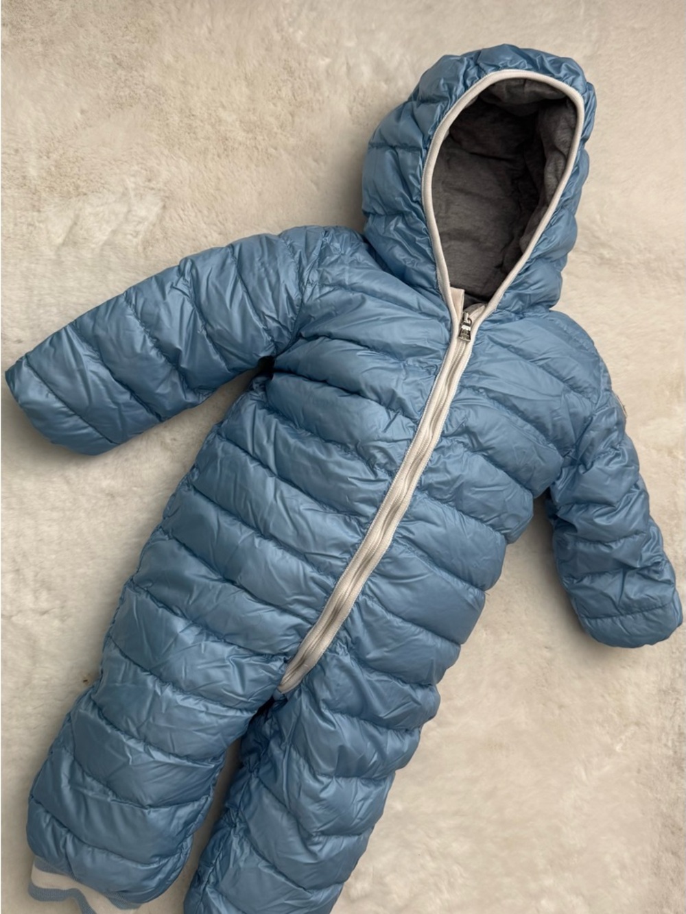Moncler Baby Blue Down Snowsuit 9-12M | Lightweight Spring/Fall Ready
